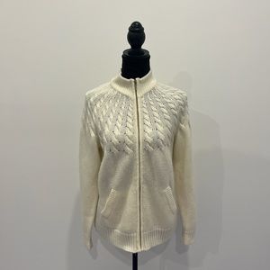 COPY - Vintage 1990’s indie cream knitted cottage core cable knitted zip up car…